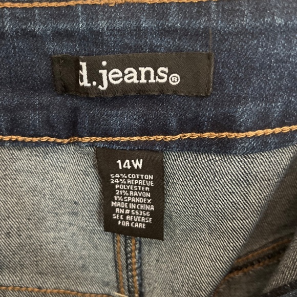 d.jeans 14W Denim Midi Stretch Skirt Navy Blue Jeans Knee Length - Picture 10 of 10
